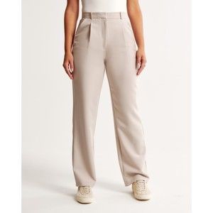 Abercrombie & Fitch Tailored Relaxed Straight Pants Light Gray Trousers US 32 14